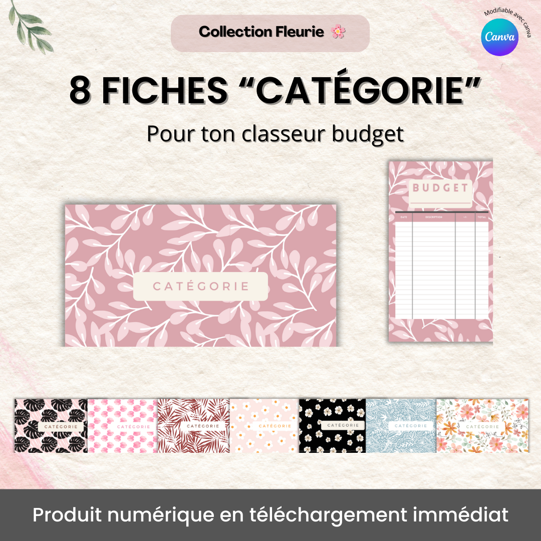 Fiches Catégorie (A6) – Collection Fleurie 🌸